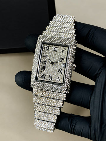Luxury Full Iced Roman Numeral Watch