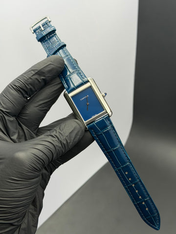 Cartier Tank Style Blue Leather Watch – Master Copy