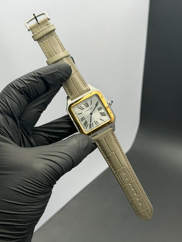 Cartier Santos Style Beige Leather Watch – Master Copy