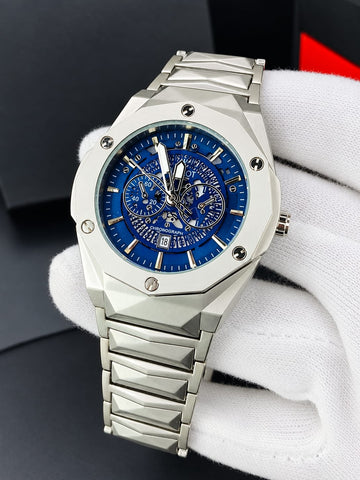Hublot Diamond Cut Skeleton  Blue Dial