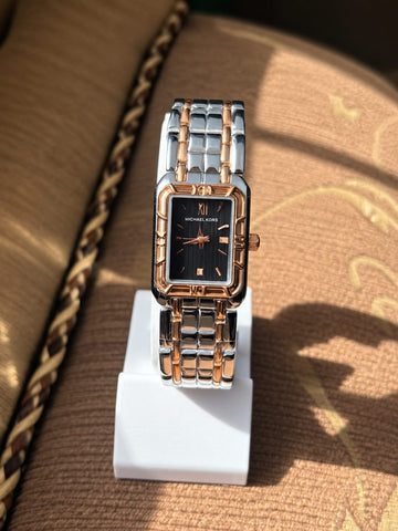 Michael Kors Ladies Two-Tone Black Dial Watch