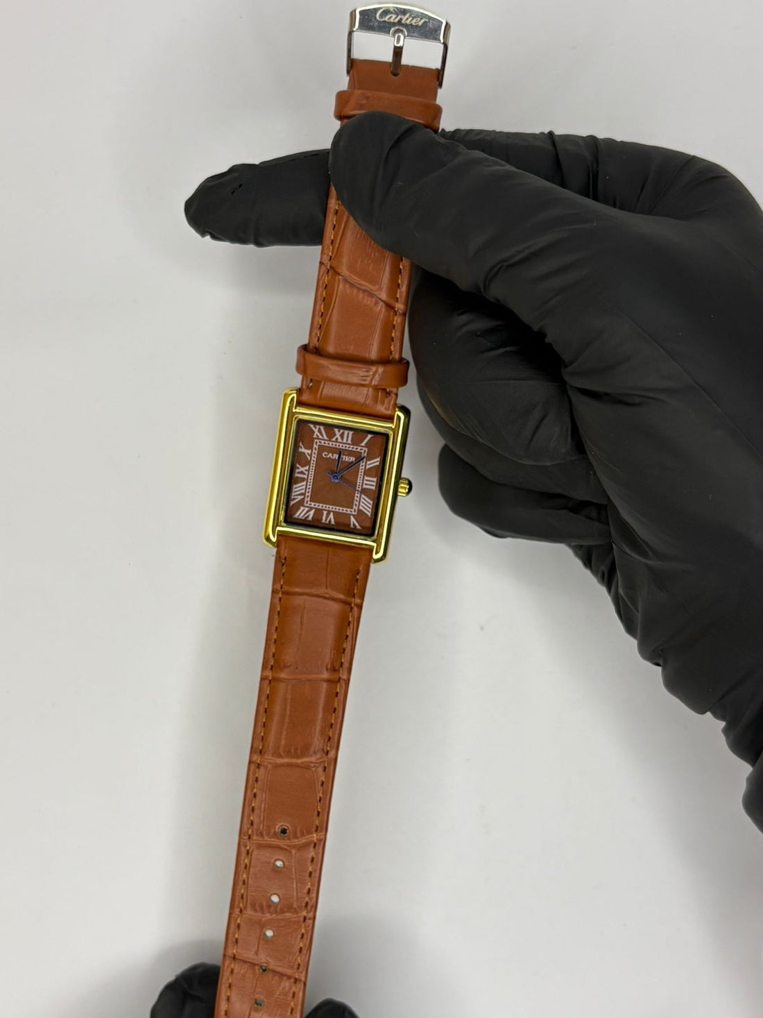 Cartier Tank Brown Dial Brown Strap Gold Edition