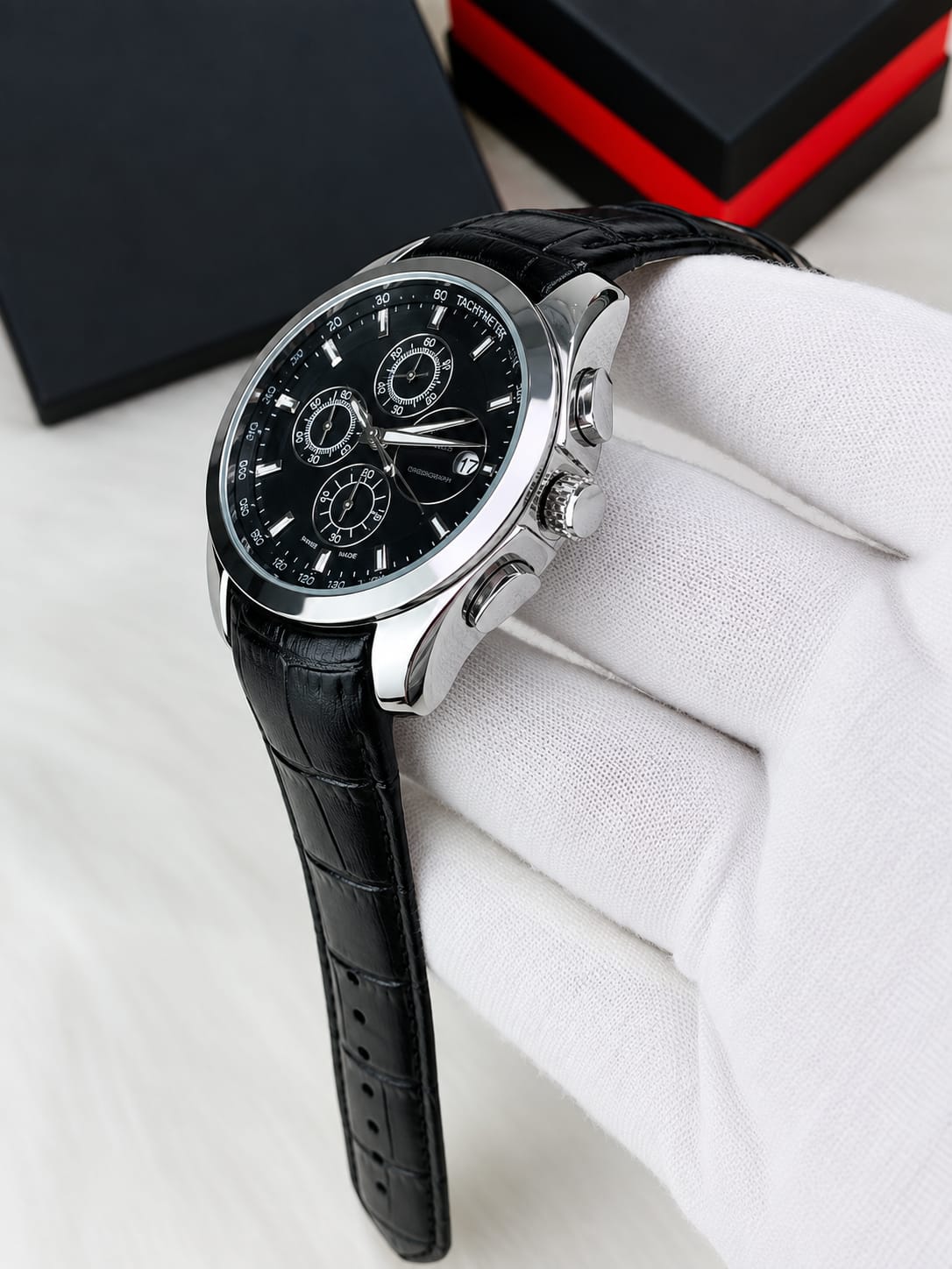 Tissot 1853 Chronograph – Black Dial Leather Strap