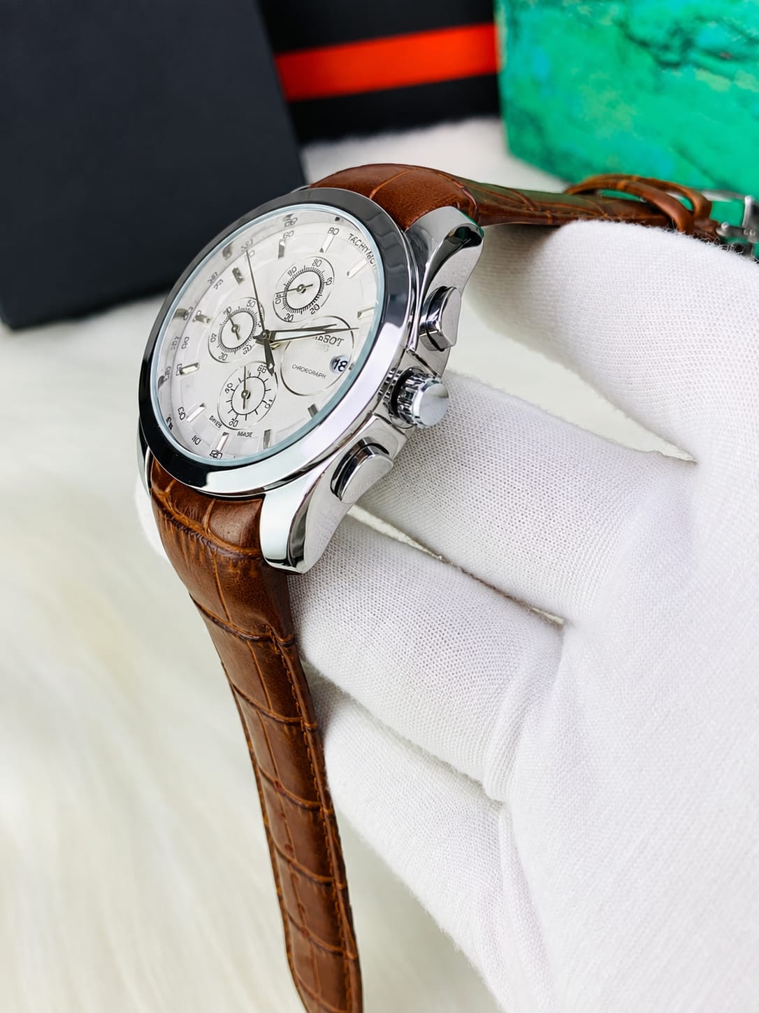 Tissot 1853 Chronograph – Black Dial Leather Strap