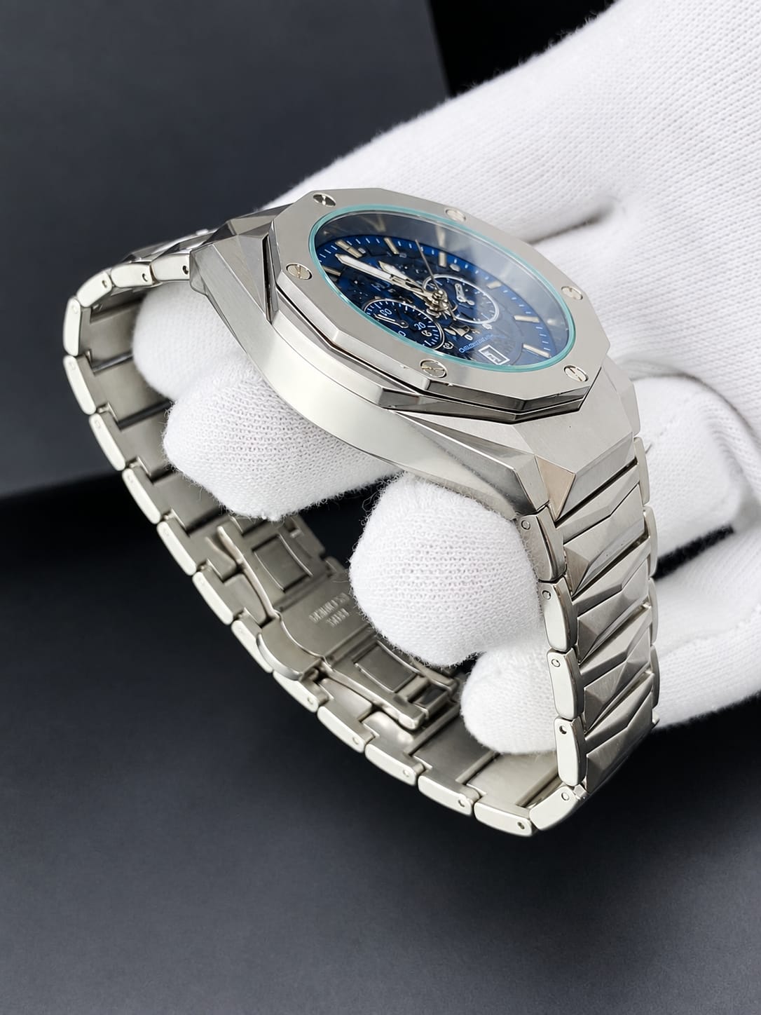 Hublot Diamond Cut Skeleton  Blue Dial